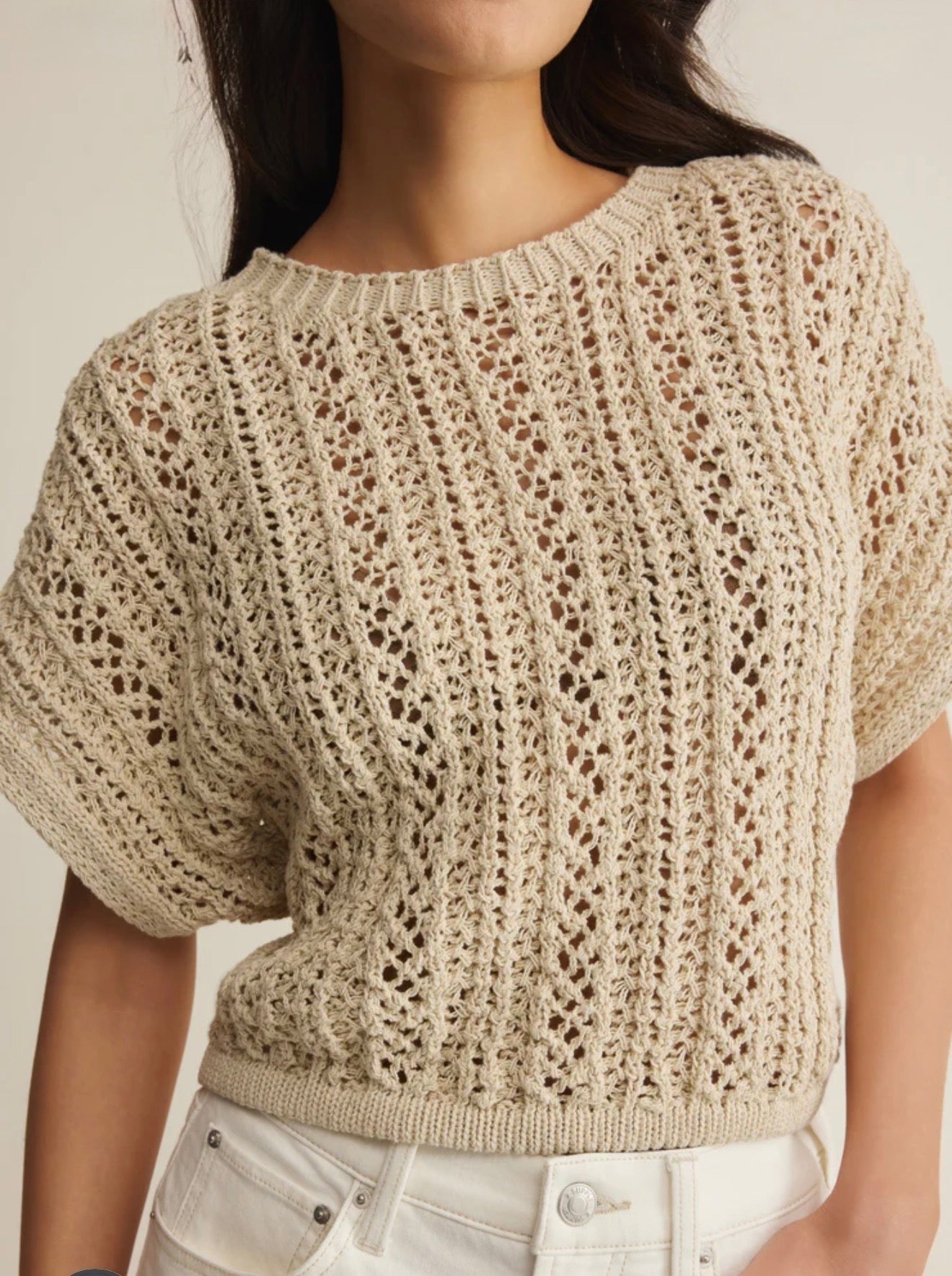 Z Supply Ballast Cropped Crochet Top- Natural