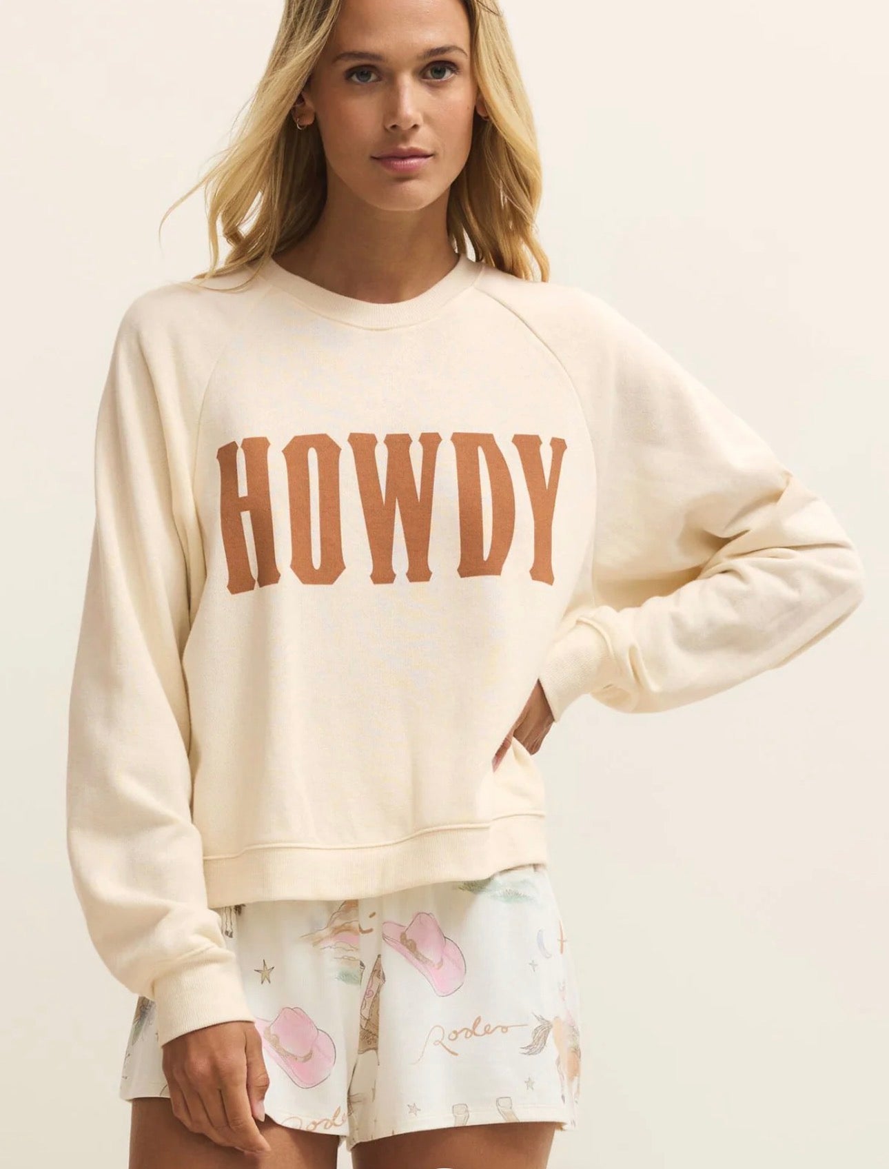 Z Supply Howdy Sweatshirt-Vanilla Ice