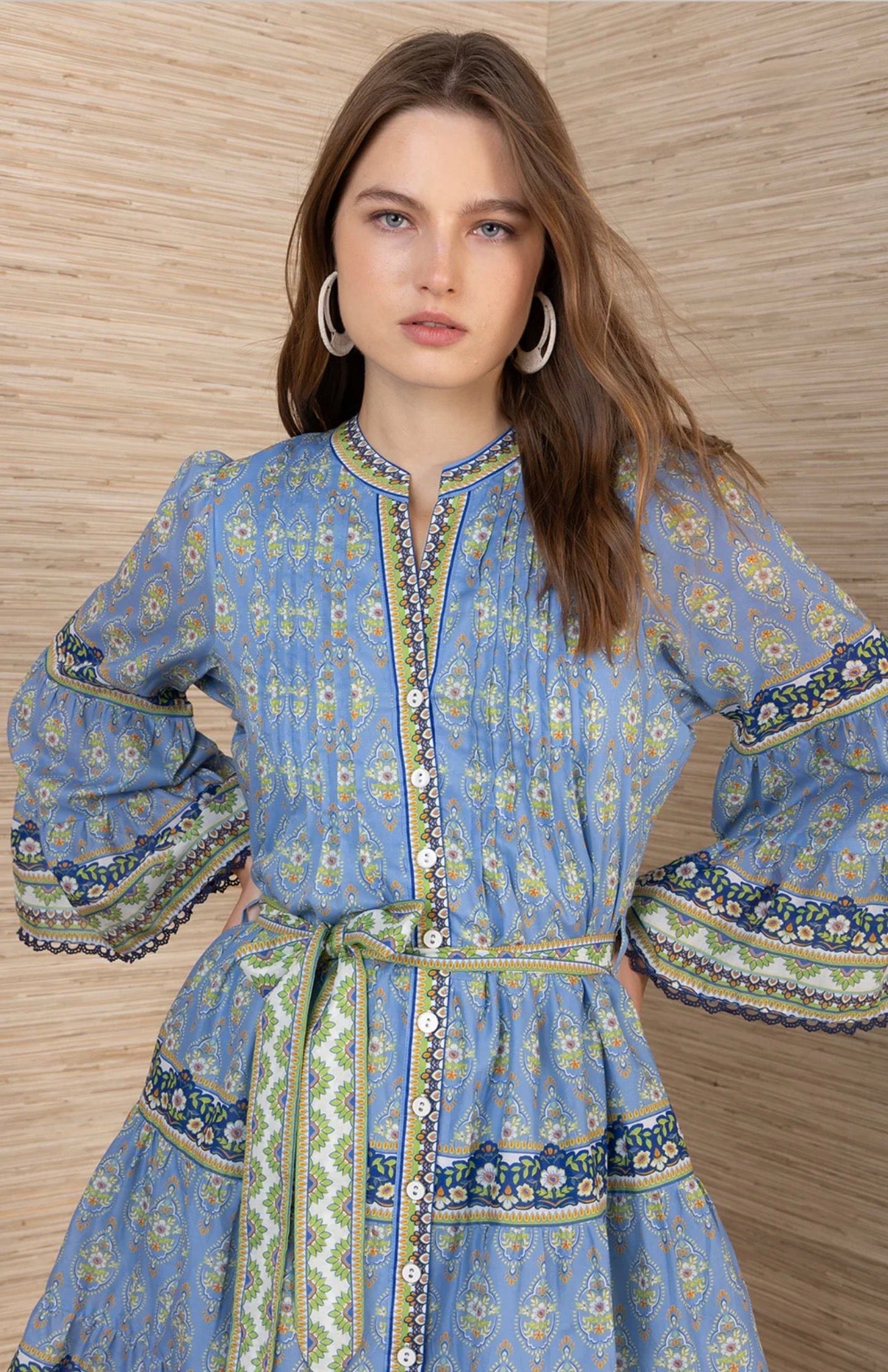 Hale Bob “Idalia” Pintuck Dress - Blue