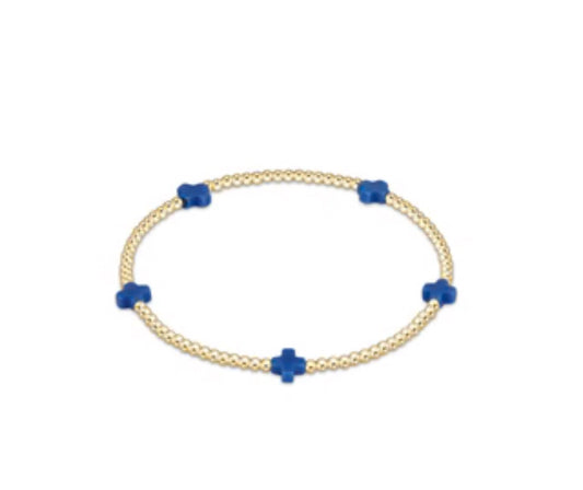 Enewton EGIRL "Signature Cross" Small Gold Pattern 2mm Bead Bracelet-Cobalt