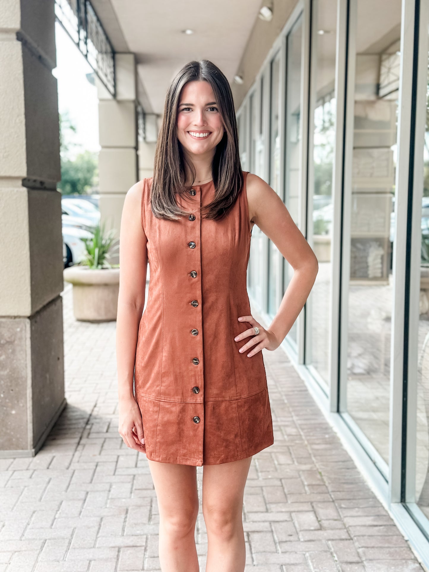 Lost + Wander “Regal Poise” Mini Dress - Coffee