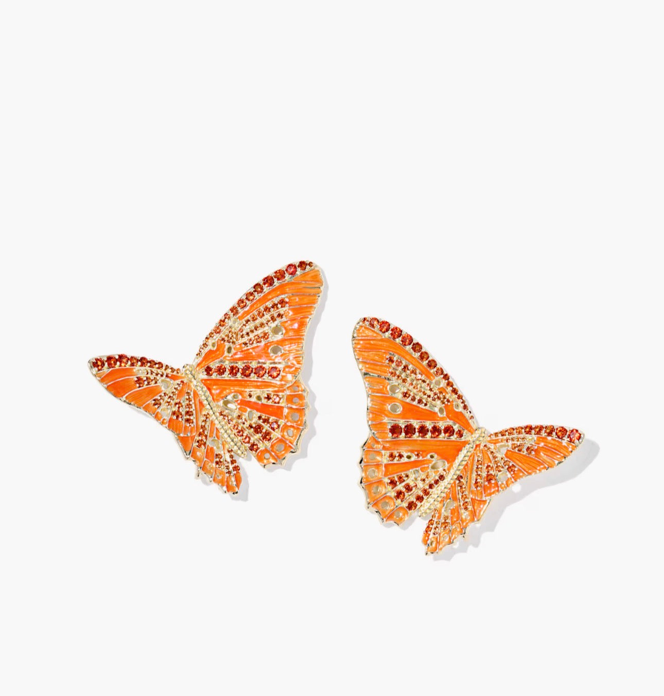Kendra Scott Cailey Enamel Butterfly Statement Earring-Gold Orange Pink Mix