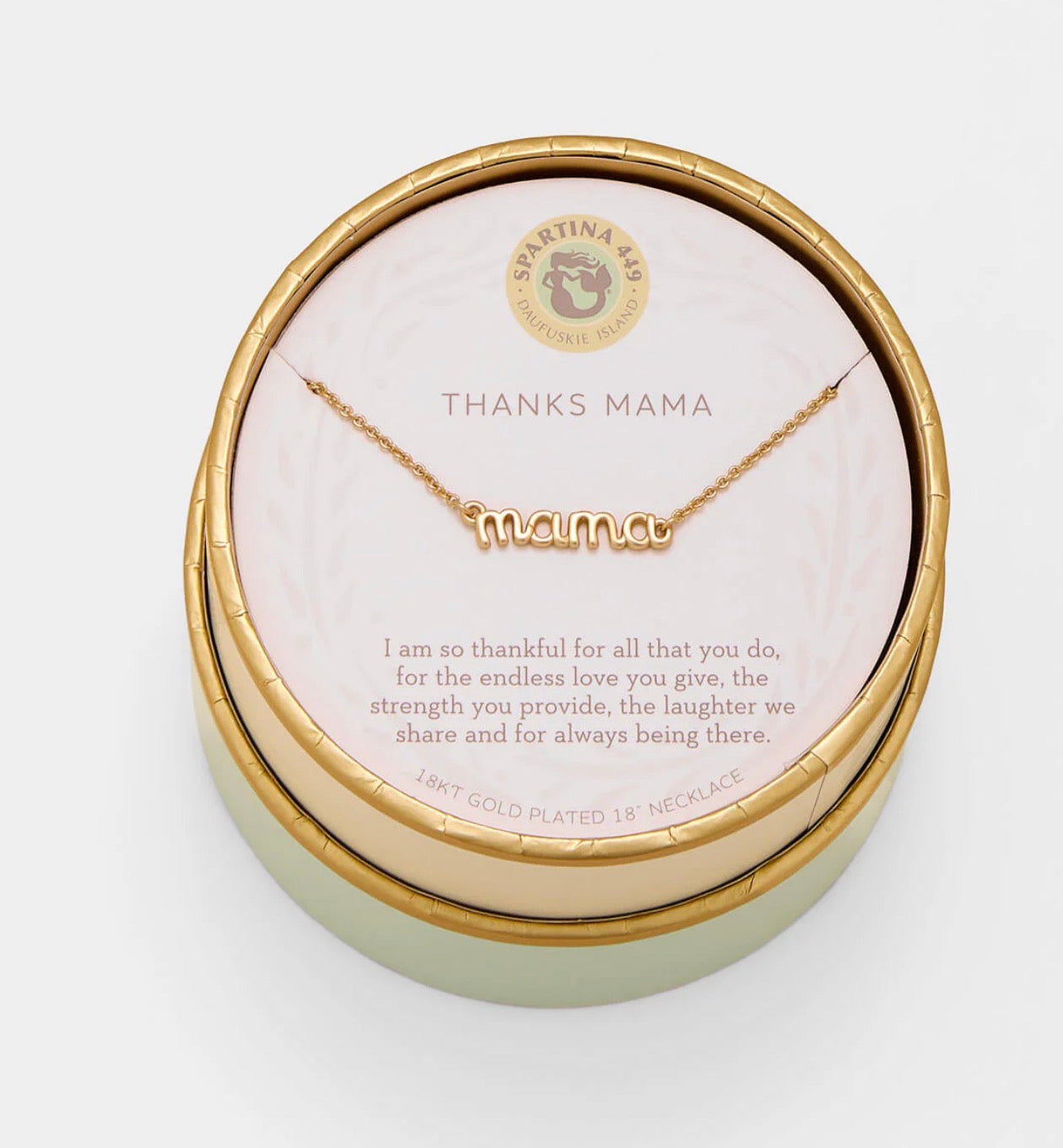 Spartina 449 Sea La Vie 18” Necklace-Thanks Mama/Script - Gold