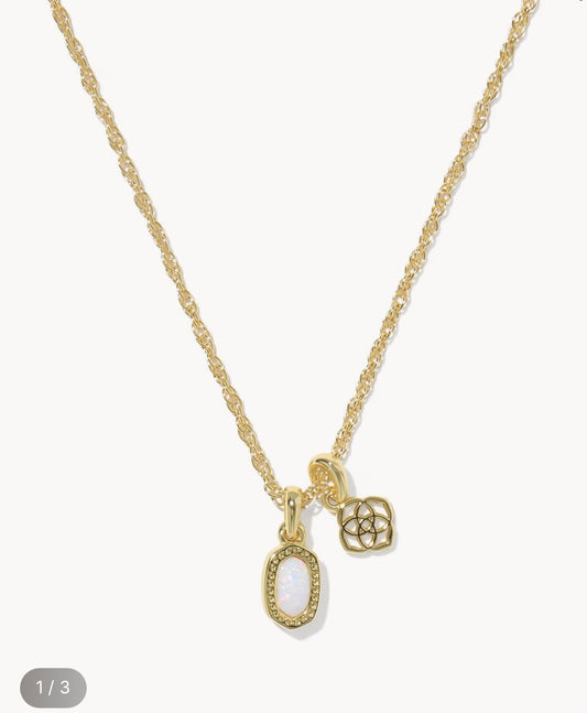 Kendra Scott Mini Elisa Dira Necklace-Gold/Bright White Opal