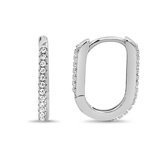LeMel “Paperclip CZ” Huggie Earrings-Silver