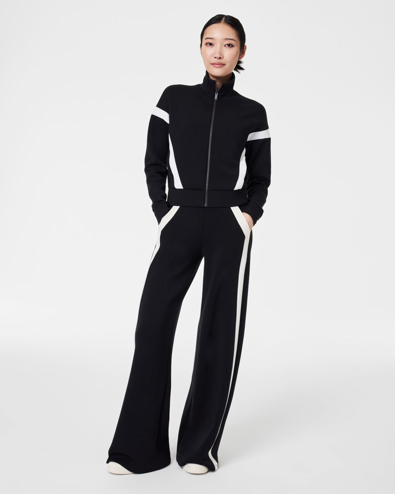 Spanx AirEssentials Striped Track Pant-Very Black