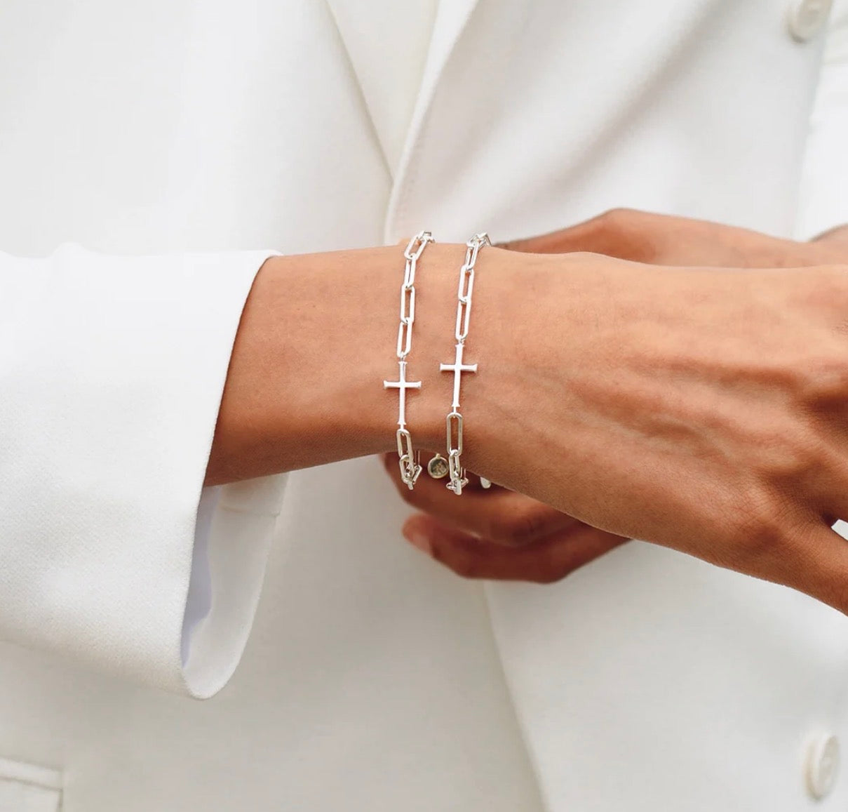 Rizen Chain Breaker Cross Bracelet-Silver