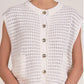 Elan “Ayla” Sleeveless Button Front Cardigan-White