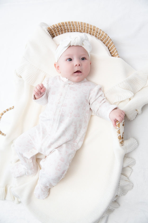 Bei Bei Princess Sleeve Snap Romper-Pink Toile