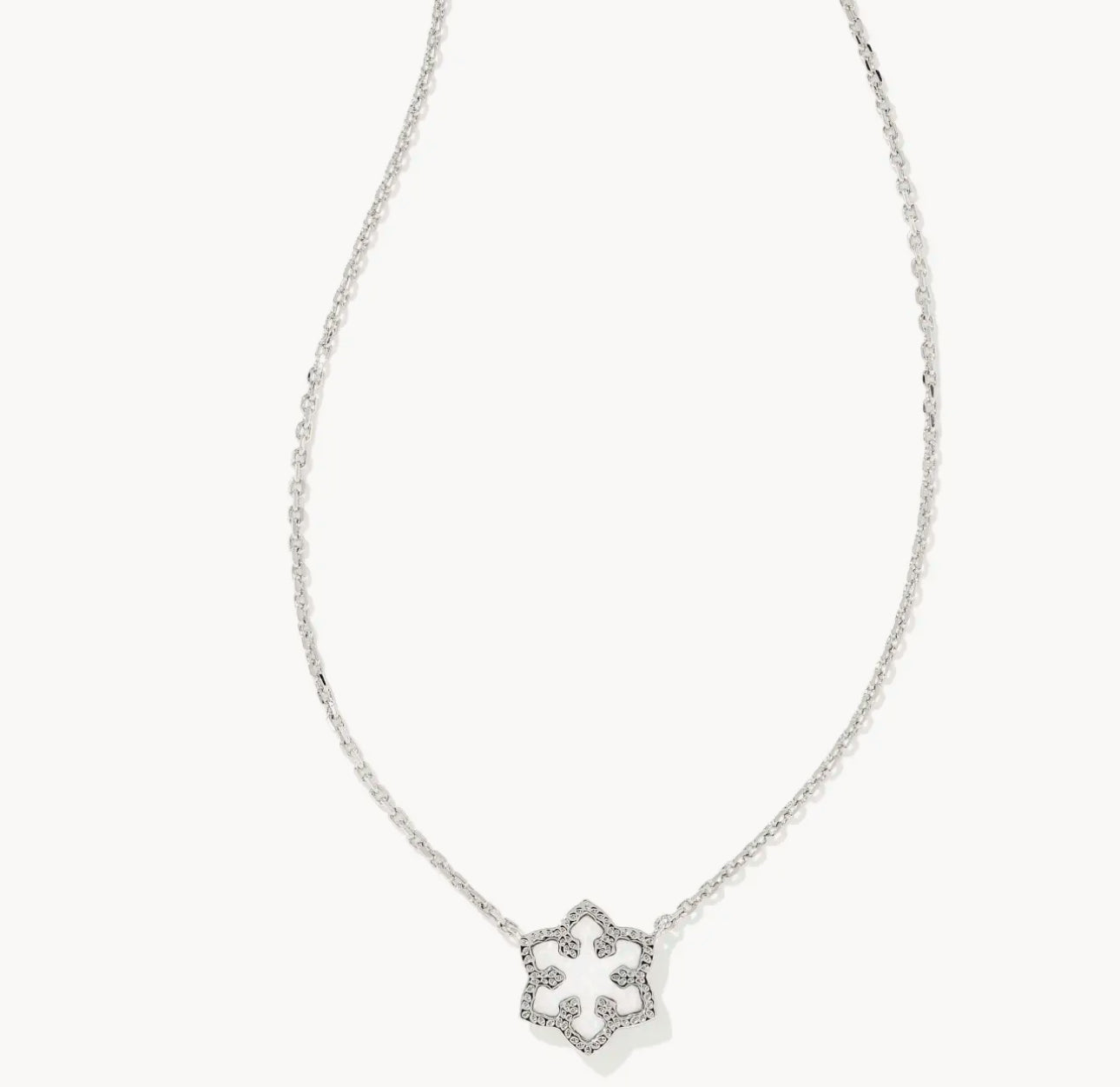 Kendra Scott Snowflake Pendant Necklace - Silver White Opal