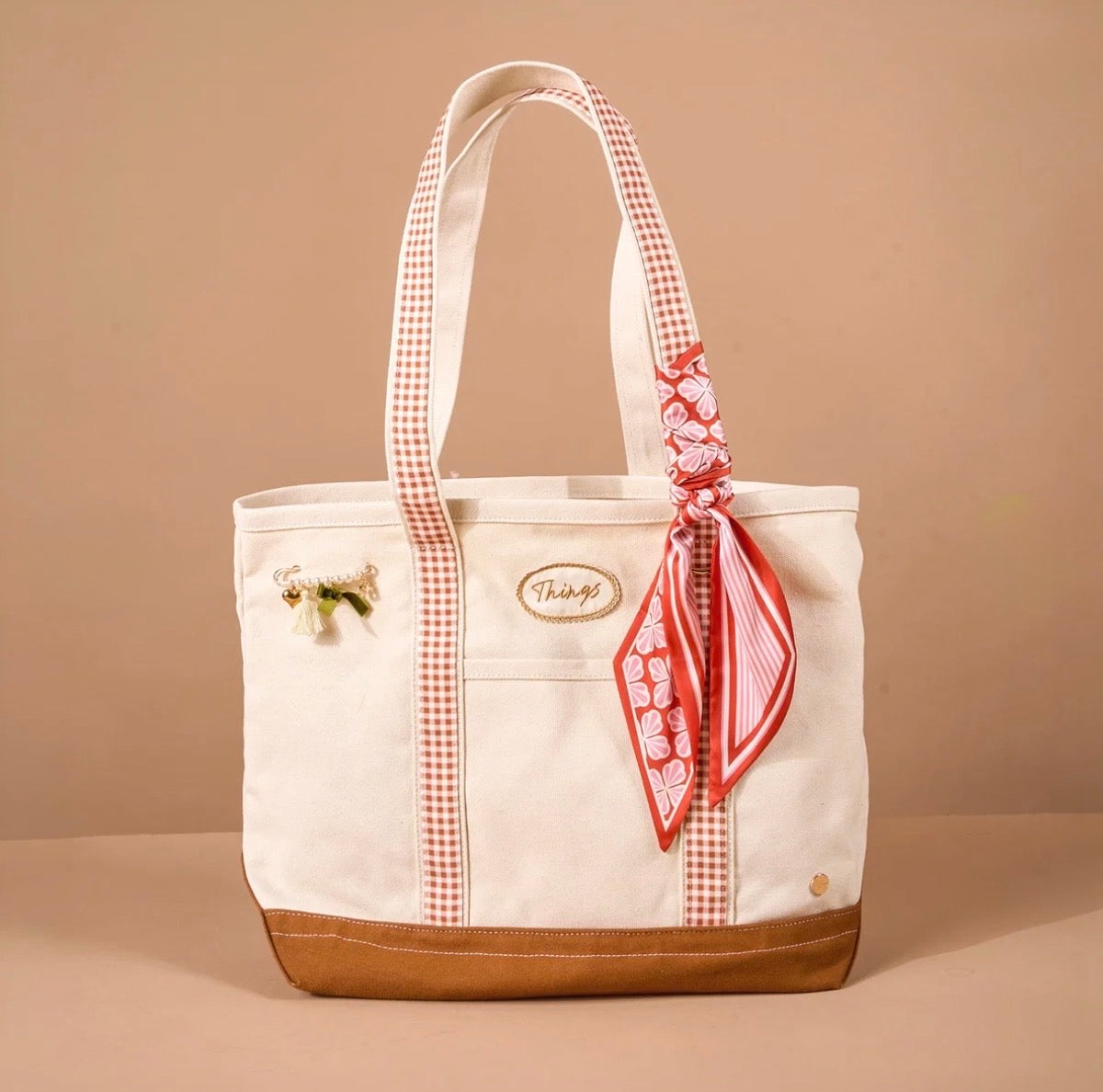 The Darling Effect Canvas Tote Bag-Maple Gingham