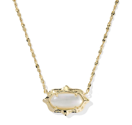 Kendra Scott Elisa Scallop Frame Short Pendant Necklace-Gold Natural MOP