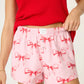 PJ Salvage "Ribbons & Bows" Flannel PJ Shorts -Candy Pink