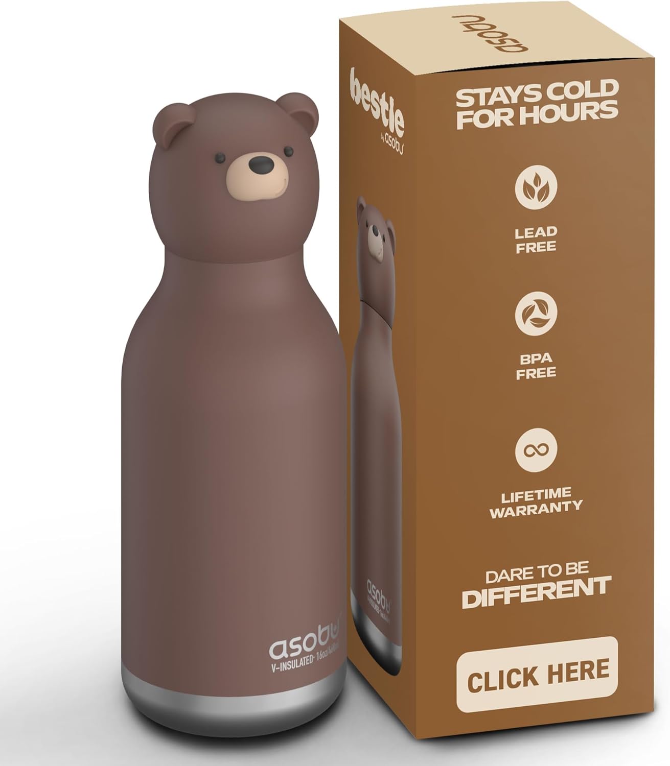 ASOBU Bestie Water Bottle - Brown Bear