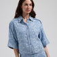 Florez "Irini" Printed Chambray Blouse-Light Blue