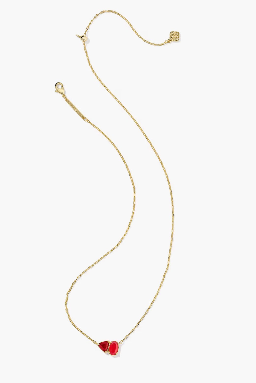 Kendra Scott Tatum Short Pendant Necklace-Gold Red Mix