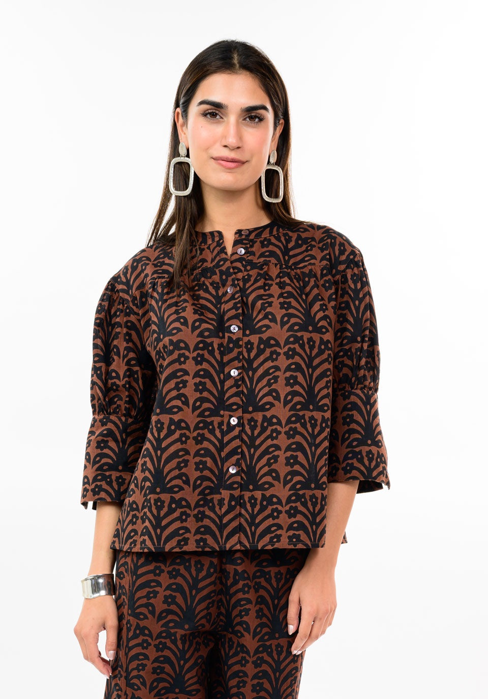 Uncle Frank Poet Shirt-Black/Brown
