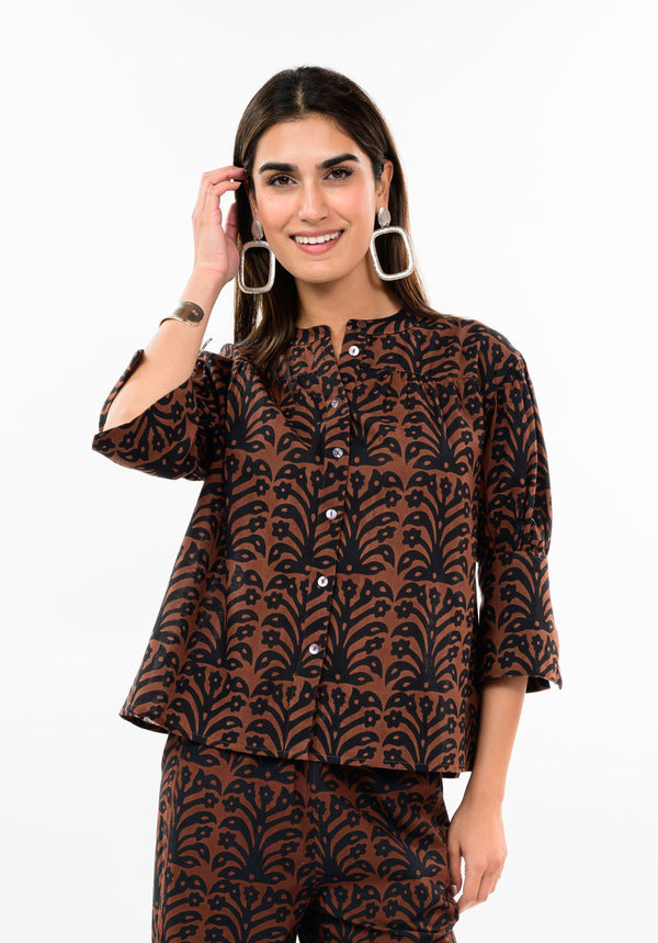 Uncle Frank Poet Shirt-Black/Brown