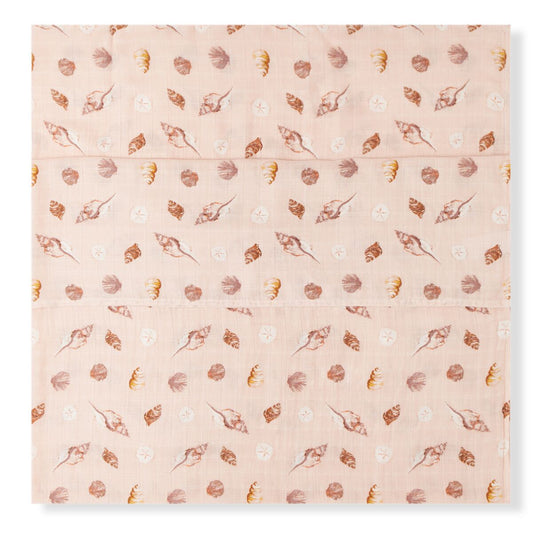 Milkbarn Kids "Seashells" Bamboo Muslin Swaddle Blanket