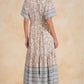 Elan S/S V-Neck Midi-Blue Whimsy Print