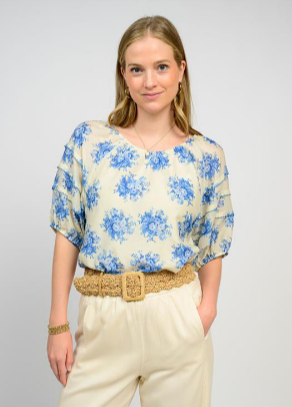 Ivy Jane "Field of Dreams" Top-Cream/Blue