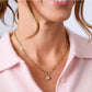LeMel “Blaire” Bezel Heart CZ Charm Necklace 18” (on Paperclip chain)