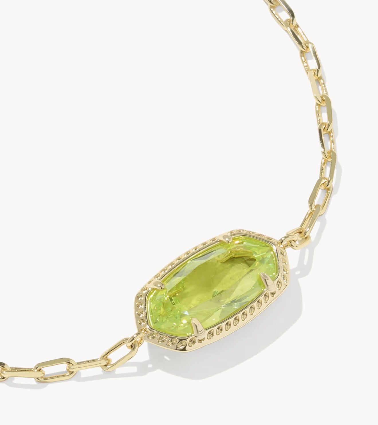 Kendra Scott Elaina Luxe Chain Bracelet -Gold Light Green CZ