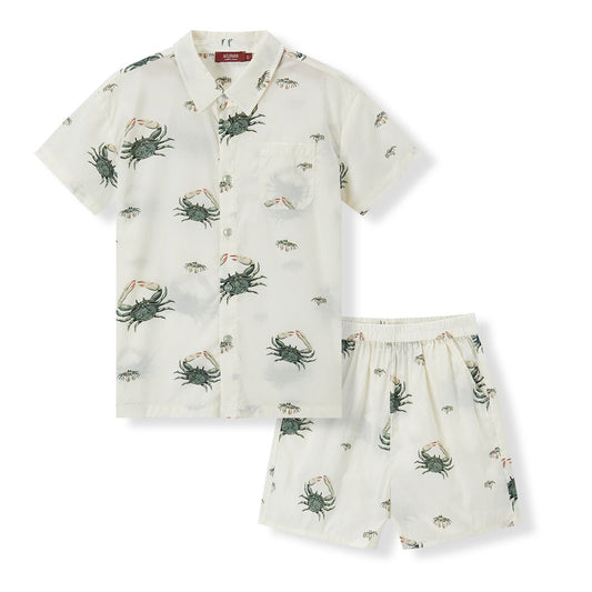 Milkbarn Kids "Coastal Crab" Collar Button Up Shirt & Shorts Set