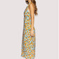 Lost + Wander "Citrus Soiree" Midi Dress-Blue/Orange