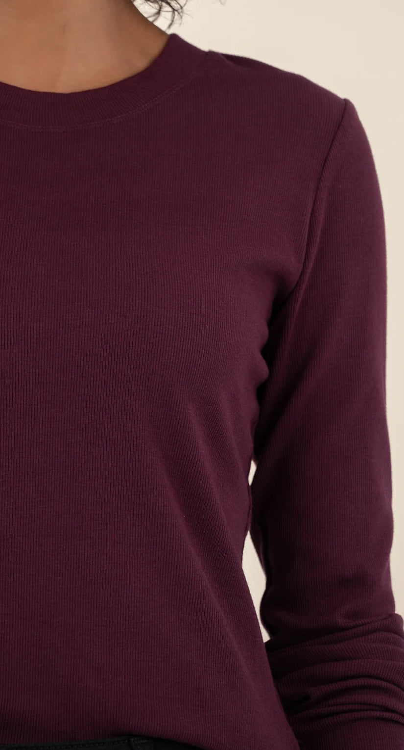 Kut from the Kloth "Noelie" Scoop Neck Long Sleeve Top-Berry