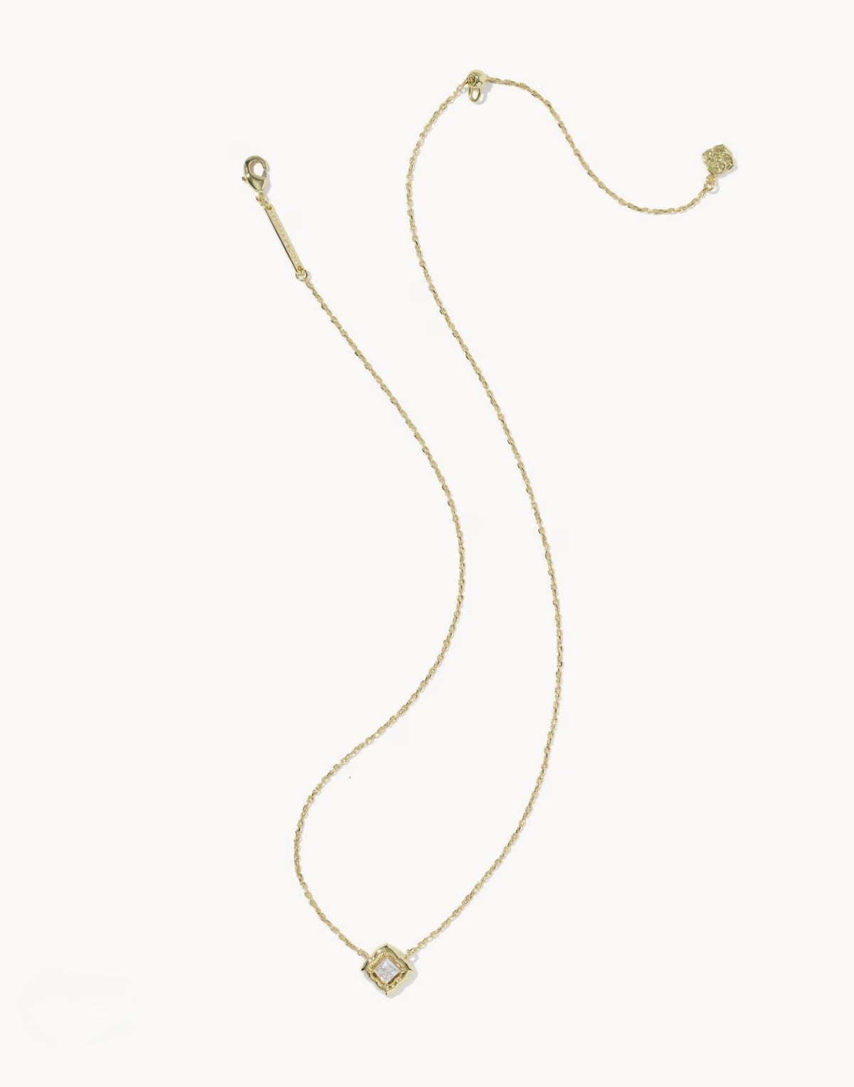 Kendra Scott Mallory Crystal Pendant Necklace-Gold White CZ