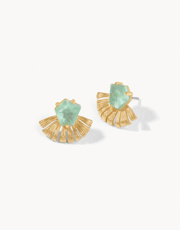 Spartina 449 Fan Palm Stud Earrings- Aqua Pearlescent