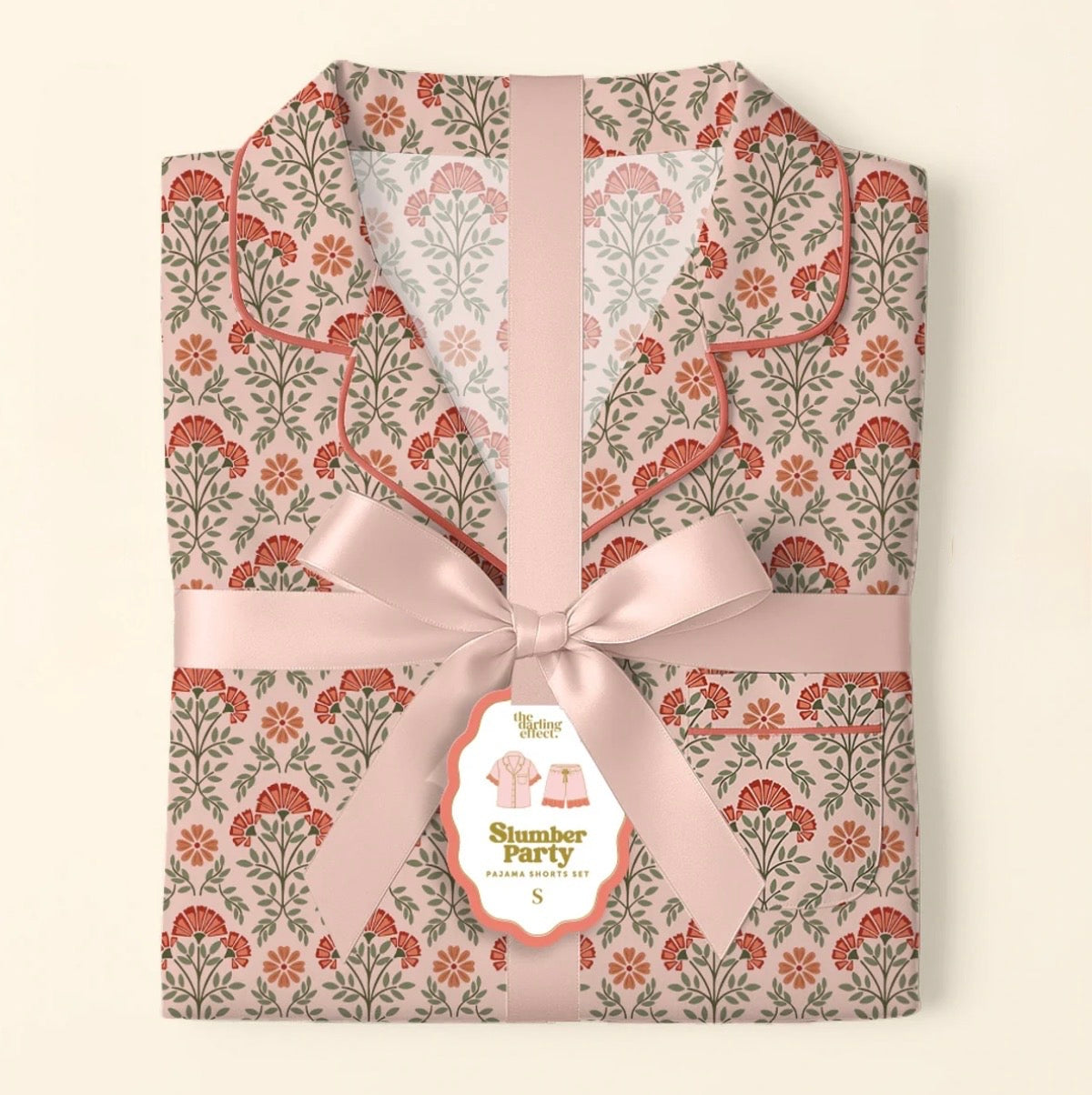 The Darling Effect Slumber Party Pajama Shorts Set-Everbloom Dusty Rose