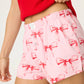 PJ Salvage "Ribbons & Bows" Flannel PJ Shorts -Candy Pink