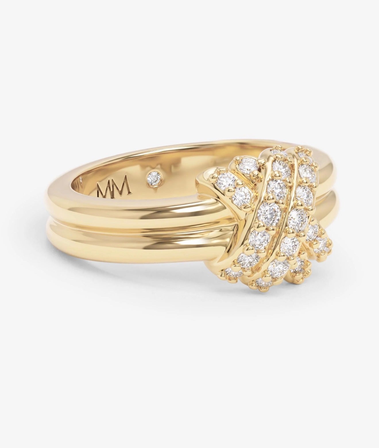 Melinda Maria “Knot Crossed” Ring- Gold/White CZ