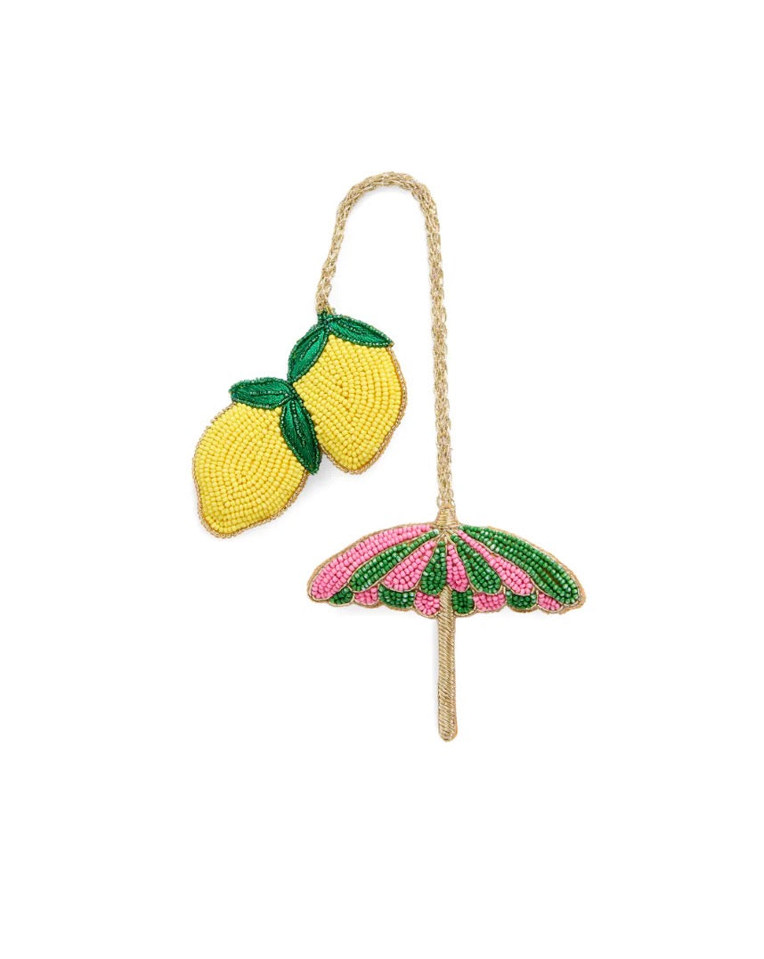 Shiraleah "Lemon/Umbrella” Beaded Bag Charm