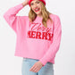 Shiraleah "Very Merry" Pearls Relaxed Sweatshirt-Pink