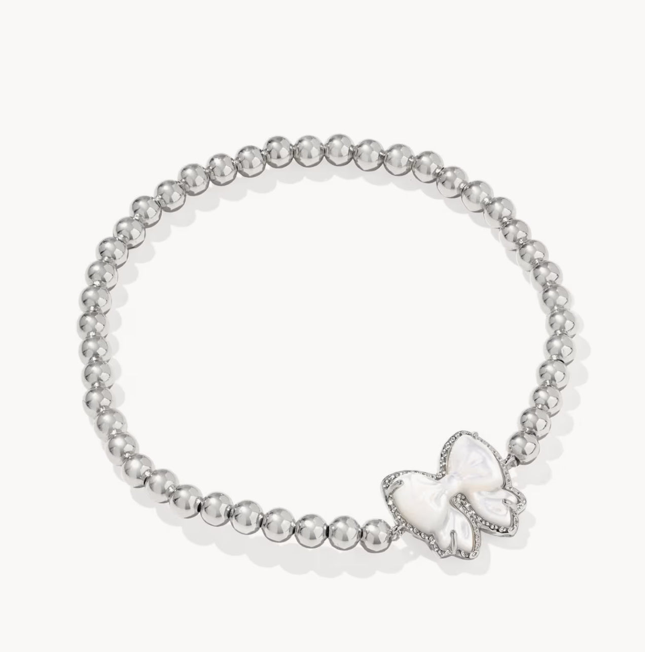 Kendra Scott Haley Bow Stretch Bracelet-Silver Ivory MOP