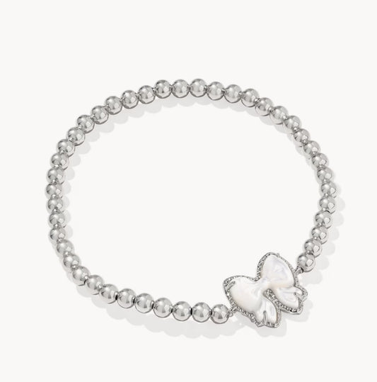 Kendra Scott Haley Bow Stretch Bracelet-Silver Ivory MOP