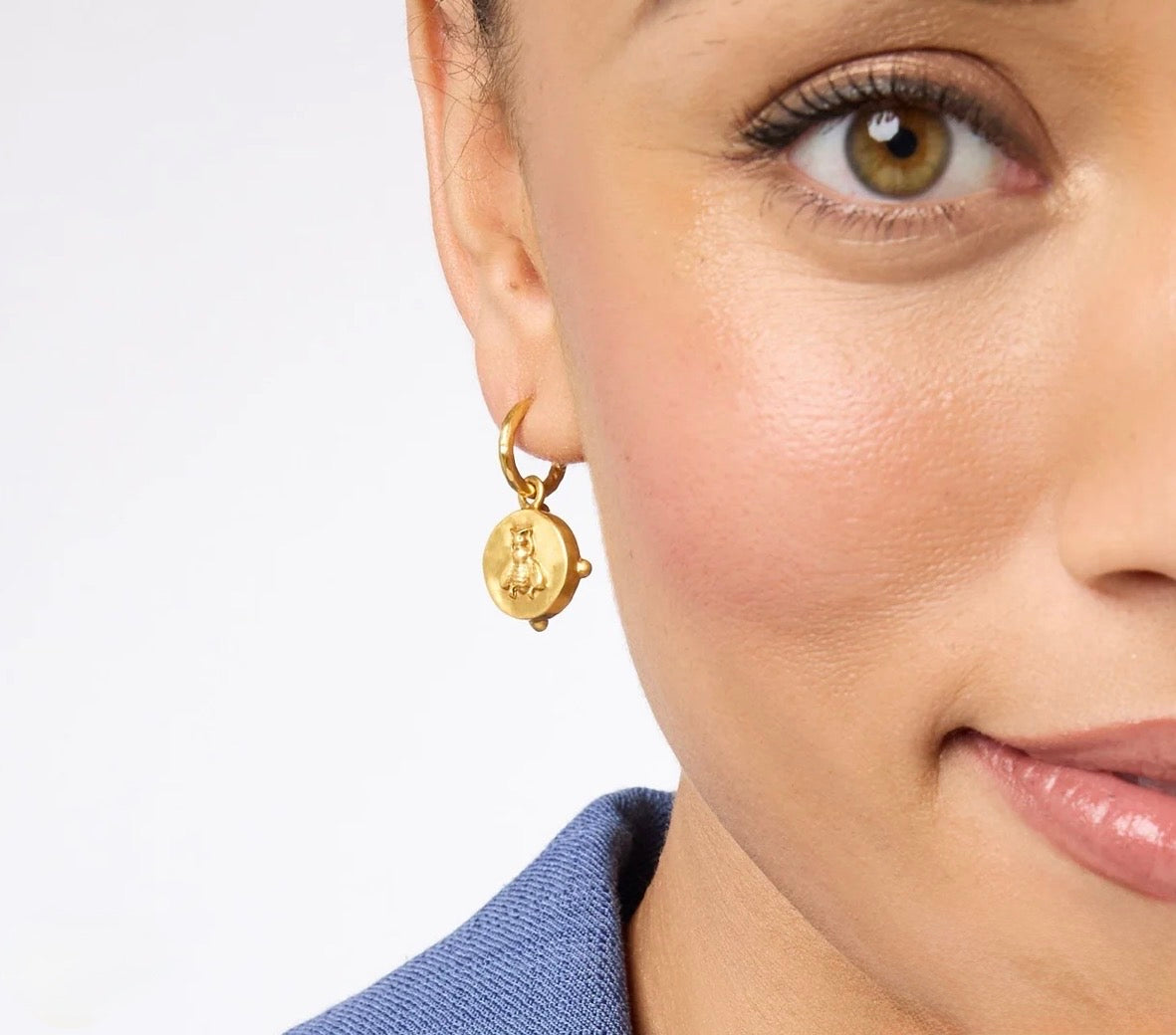 Julie Vos “Honeybee” Hoop & Charm Earring - Gold/Iridescent Ruby Red