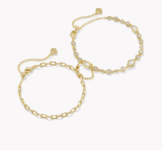 Kendra Scott Mini Elisa & Abbie Set Bracelet-Gold White Mix