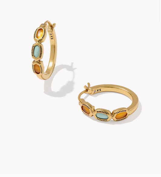 Kendra Scott Mini Elisa Hoop Earring-Vintage Gold Multi Mix