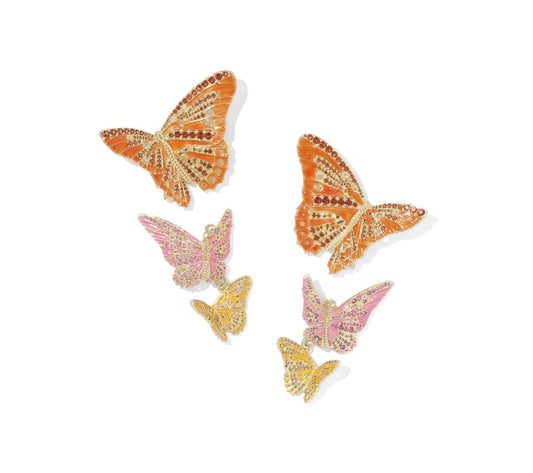 Kendra Scott Cailey Enamel Butterfly Statement Earring-Gold Orange Pink Mix