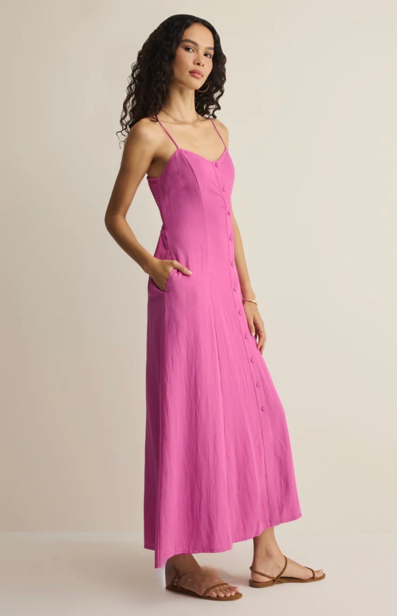 Z Supply Angel Eyes Midi Dress-Berry Blush