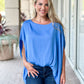 KLD "Webster" Washed Satin Caftan Blouse-Blue