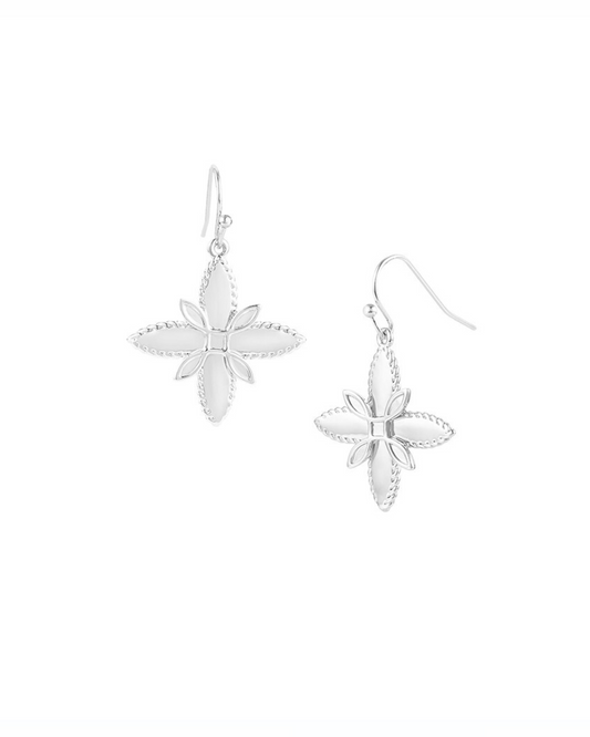 Natalie Wood Designs "Sea Breeze" Cross Drop Earrings-Silver