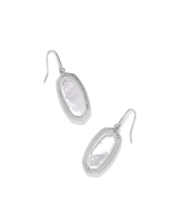 Kendra Scott Dani Ridge Frame Drop Earring-Silver Ivory MOP