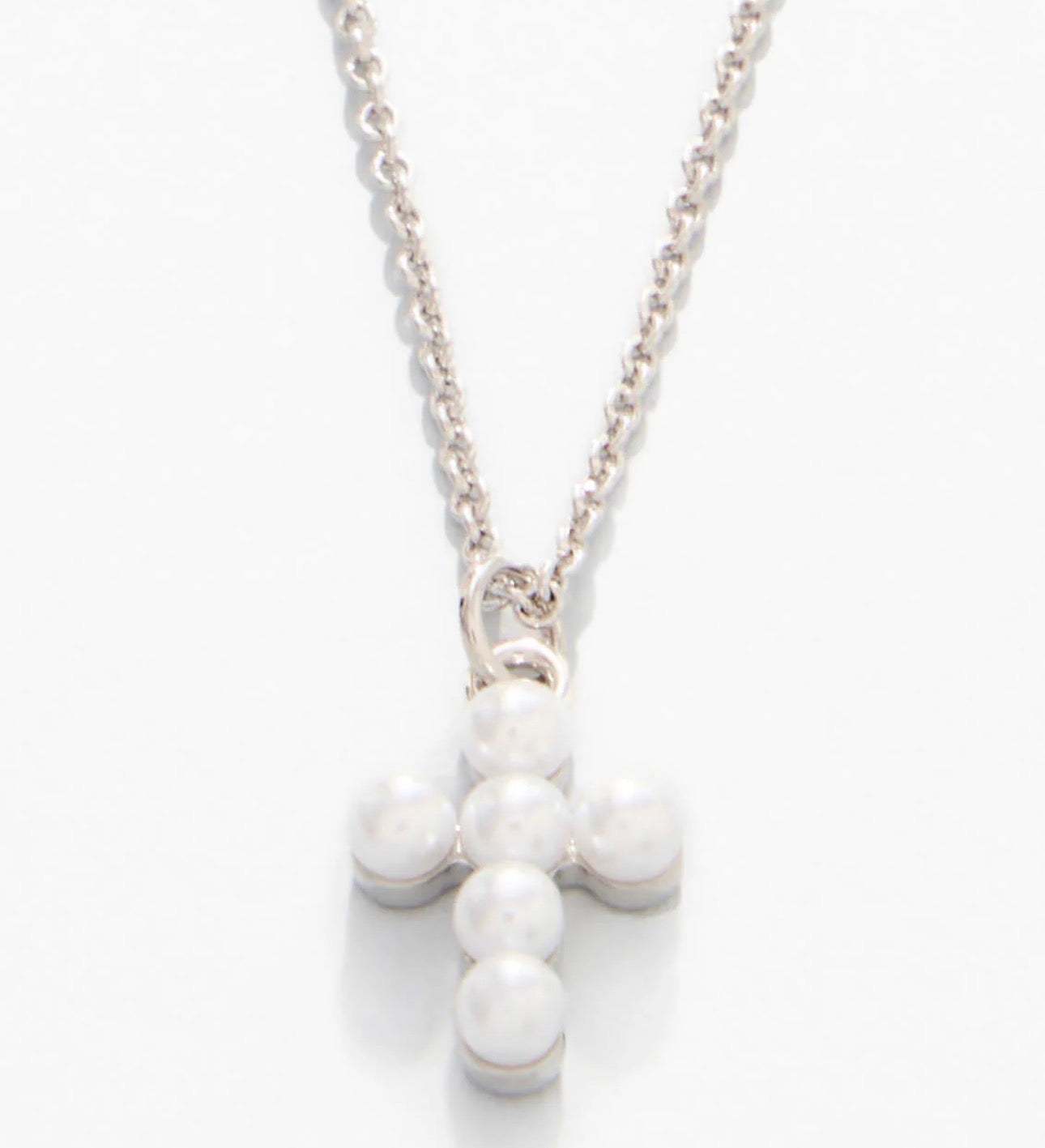 Spartina 449 Sea La Vie 18” Necklace-Faith/Pearl Cross- Silver
