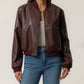 Kut from the Kloth "Steph" Zip Front Bomber Jacket-Bordeaux