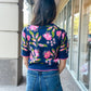 THML "Anniston" Floral Sweater- Navy/Fuschia